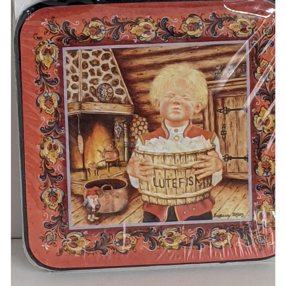 Norwegian Suzanne Toftey 6 Piece Coaster Set Children Christmas Elf NEW - Picture 7 of 8